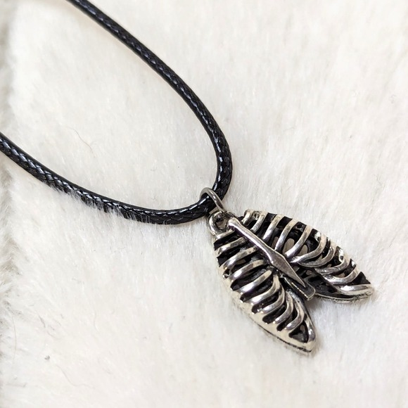 Handmade | Jewelry | Gothic Style Rib Cage Silver Charm On A Black Rope ...